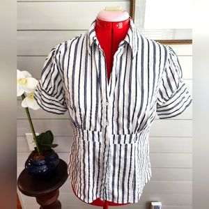 Worthington Whit and Blue Strip Blouse